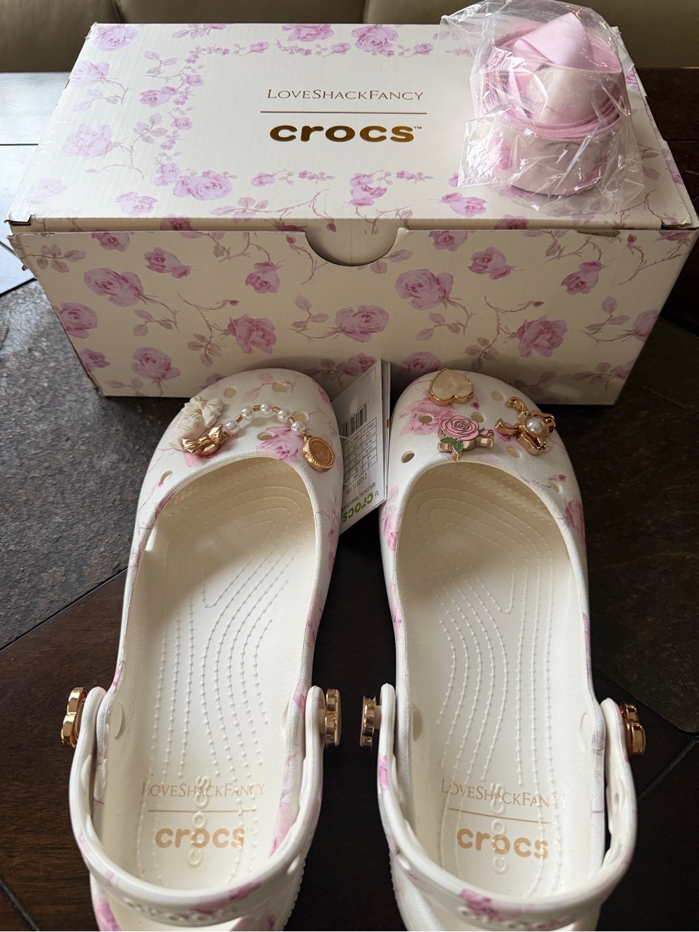 Crocs Love Shack Fancy X ballerina flats with jewels and wrap around bow. - Picture 3 of 4